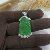 Highly Translucent Icy Brilliant Green Jadeite "Divine Treasure" Pendant (JAB006266) 1