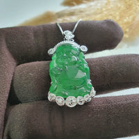 Highly Translucent Icy Brilliant Green Jadeite "Divine Treasure" Pendant (JAB006266) 7