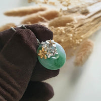Translucent Icy Green with Lavender Jadeite "Enchanted Bee and Baby’s Breath" Pendant (JAB006286) 4