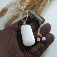 Translucent White Nephrite “Wu Shi” Pendant (JAB006288) 4