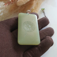 Translucent Yellowish Green Nephrite “Manjushri” Pendant (JAB006289) 3