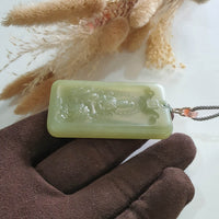 Translucent Yellowish Green Nephrite “Manjushri” Pendant (JAB006289) 5