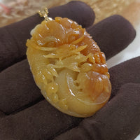 Translucent Brilliant Yellow and White Jadeite "Majestic Dragon” Pendant (JAB006320) 3