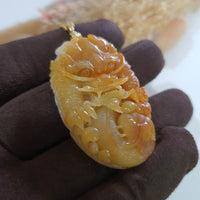 Translucent Brilliant Yellow and White Jadeite "Majestic Dragon” Pendant (JAB006320) 4