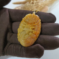 Translucent Brilliant Yellow and White Jadeite "Majestic Dragon” Pendant (JAB006320) 5