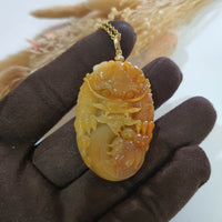 Translucent Brilliant Yellow and White Jadeite "Majestic Dragon” Pendant (JAB006320) 8