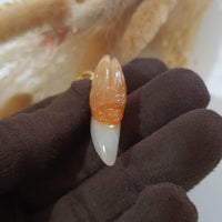 Translucent Icy Orangey Red Jadeite "Dragon and Dragon’s Tooth" Pendant (JAB006321) 4