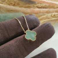 Good Translucency Icy Green Jadeite “Clover’s Love” Pendant Necklace (JAB006329) 1