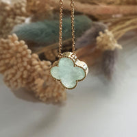 Good Translucency Icy Green Jadeite “Clover’s Love” Pendant Necklace (JAB006329) 6