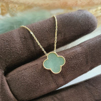 Good Translucency Icy Green Jadeite “Clover’s Love” Pendant Necklace (JAB006329) 3