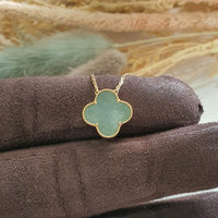 Good Translucency Icy Green Jadeite “Clover’s Love” Pendant Necklace (JAB006329) 2