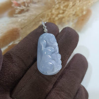 Good Translucency Icy Bluish Lavender Jadeite "Prosperity Rabbit" Pendant (JAB006332) 2