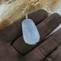 Good Translucency Icy Bluish Lavender Jadeite "Prosperity Rabbit" Pendant (JAB006332) 3