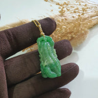 Translucent Brilliant Deep Green Jadeite “Auspicious Peanuts” Pendant (JAB006436) 8