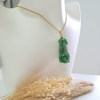 Translucent Brilliant Deep Green Jadeite “Auspicious Peanuts” Pendant (JAB006436) 10
