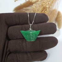 Translucent Brilliant Green Jadeite "Auspicious Ingot" Pendant (JAB006449) 5