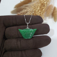 Translucent Brilliant Green Jadeite "Auspicious Ingot" Pendant (JAB006449) 1