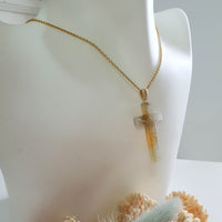Translucent Icy and Icy Honey Yellowish Jadeite "Crucifix" Pendant (JAB006452) 8