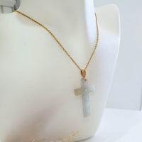 Translucent Icy and Icy Yellowish Jadeite "Crucifix" Pendant (JAB006453) 8