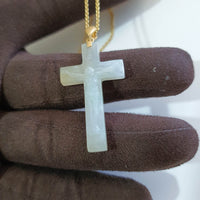 Translucent Icy and Icy Yellowish Jadeite "Crucifix" Pendant (JAB006453) 5