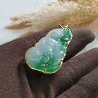 Translucent Icy with Brilliant Green Jadeite "Goddess of Mercy" Pendant (JAB006469) 4