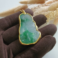 Translucent Icy with Brilliant Green Jadeite "Goddess of Mercy" Pendant (JAB006469) 5