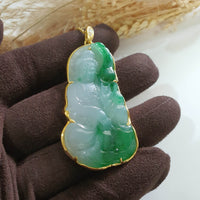 Translucent Icy with Brilliant Green Jadeite "Goddess of Mercy" Pendant (JAB006469) 8