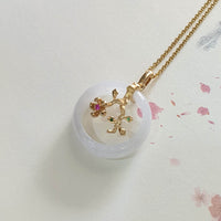 Highly Translucent Icy Jadeite "Cherry Blossom" Pendant (JAB006526) 1