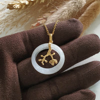 Highly Translucent Icy Jadeite "Cherry Blossom" Pendant (JAB006526) 5