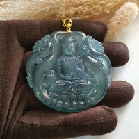 Highly Translucent Icy Bluish Jadeite “Goddess of Mercy” Pendant (JAB006545) 7