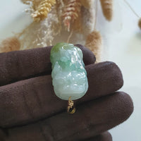 Good Translucency Icy Green and Yellow Jadeite "Auspicious Wealth Pixiu" (JAB006628) 3