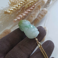 Good Translucency Icy Green and Yellow Jadeite "Auspicious Wealth Pixiu" (JAB006628) 1