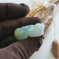 Good Translucency Icy Green and Yellow Jadeite "Auspicious Wealth Pixiu" (JAB006628) 6