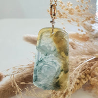 Good Translucency Icy Yellow and Bluish Green Jadeite “Joyful Bloom” Pendant (JAB006631) 6