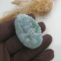 Translucent Icy Green Jadeite "Majestic Dragon” Pendant (JAB006632) 2
