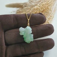 Translucent Icy Green Jadeite "Auspicious Goat of Wealth" Pendant (JAB006642) 8
