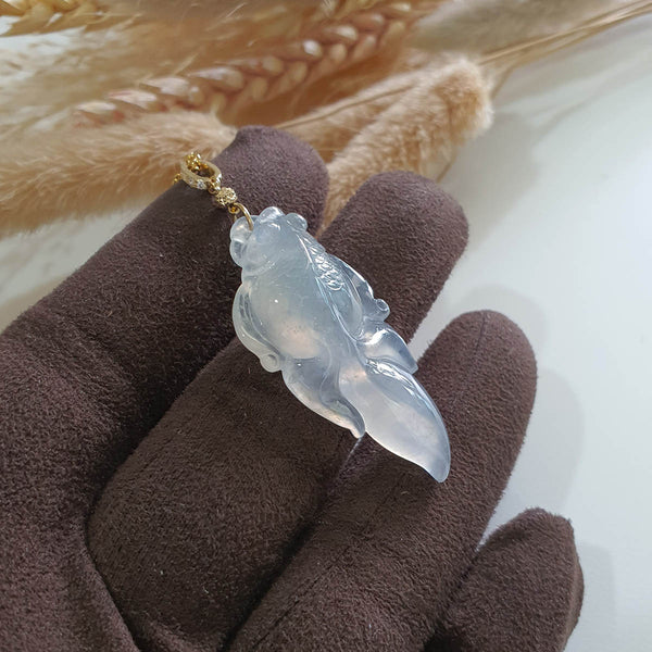 Highly Translucency Icy Jadeite “Prosperity Goldfish” Pendant (JAB006656) 1