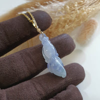 Good Translucency Icy Lavender Jadeite “Prosperity Goldfish” Pendant (JAB006657) 3
