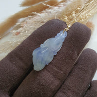 Good Translucency Icy Lavender Jadeite “Prosperity Goldfish” Pendant (JAB006657) 1