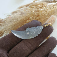 Highly Translucent Icy Jadeite "Dragon Sabre" Pendant (JAB006661) 1