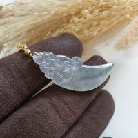 Highly Translucent Icy Jadeite "Dragon Sabre" Pendant (JAB006661) 6