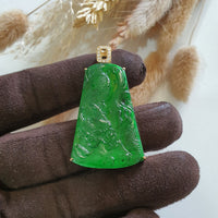 Highly Translucent Imperial Green Jadeite "Majestic Dragon” Pendant (JAB006663) 1