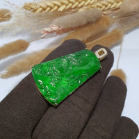 Highly Translucent Imperial Green Jadeite "Majestic Dragon” Pendant (JAB006663) 6