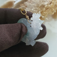 Good Translucency Icy with Green Jadeite "Rooster" Pendant (JAB006701) 4