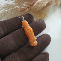 Translucent Brilliant Orange Jadeite "Goddess of Mercy" Pendant (JAB006738) 2
