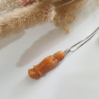 Translucent Brilliant Orange Jadeite "Goddess of Mercy" Pendant (JAB006738) 6