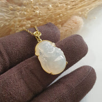 Good Translucency Icy Yellow "God of Fortune" Pendant (JAB006753) 2