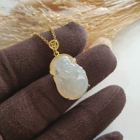 Good Translucency Icy Yellow "God of Fortune" Pendant (JAB006753) 3