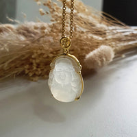 Good Translucency Icy Yellow "God of Fortune" Pendant (JAB006753) 7