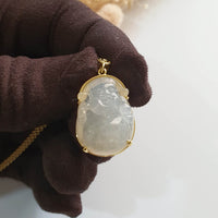 Good Translucency Icy Yellow "God of Fortune" Pendant (JAB006753) 6